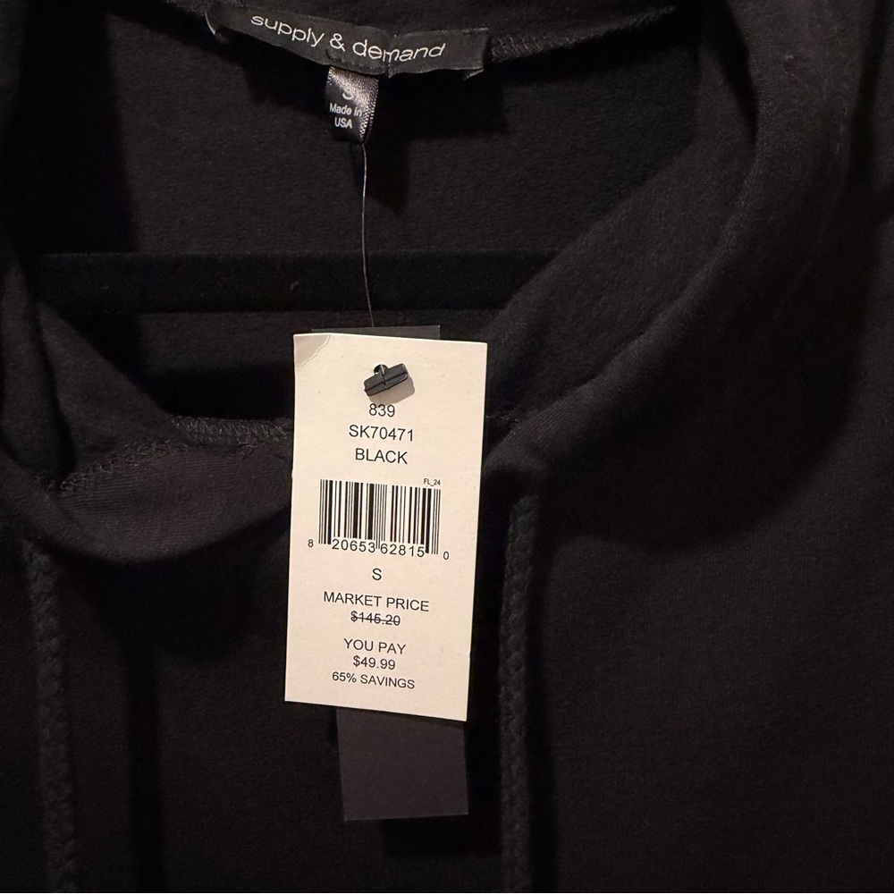 Black Sleeveless Hoodie Midi Dress - Picture 3 of 5
